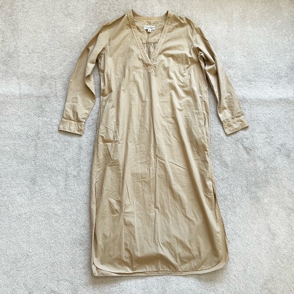NILI LOTAN RAVEN Dress Size Small Cotton Poplin Midi Sand Beige LAGENLOOK - Picture 13 of 13